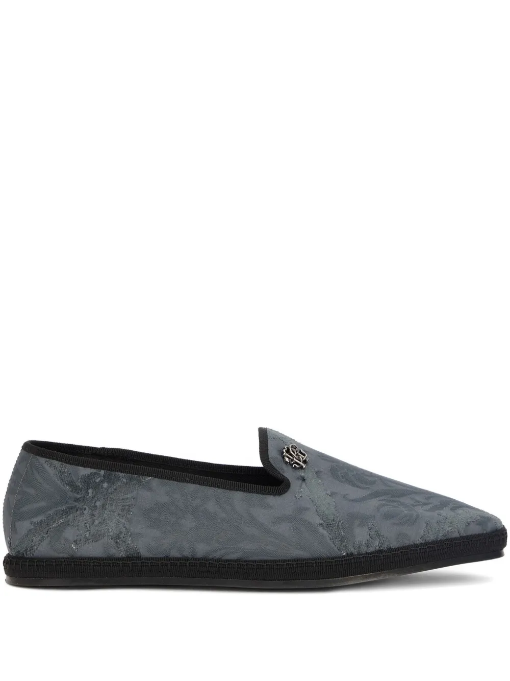 Roberto Cavalli Embossed-logo Loafers In Gray