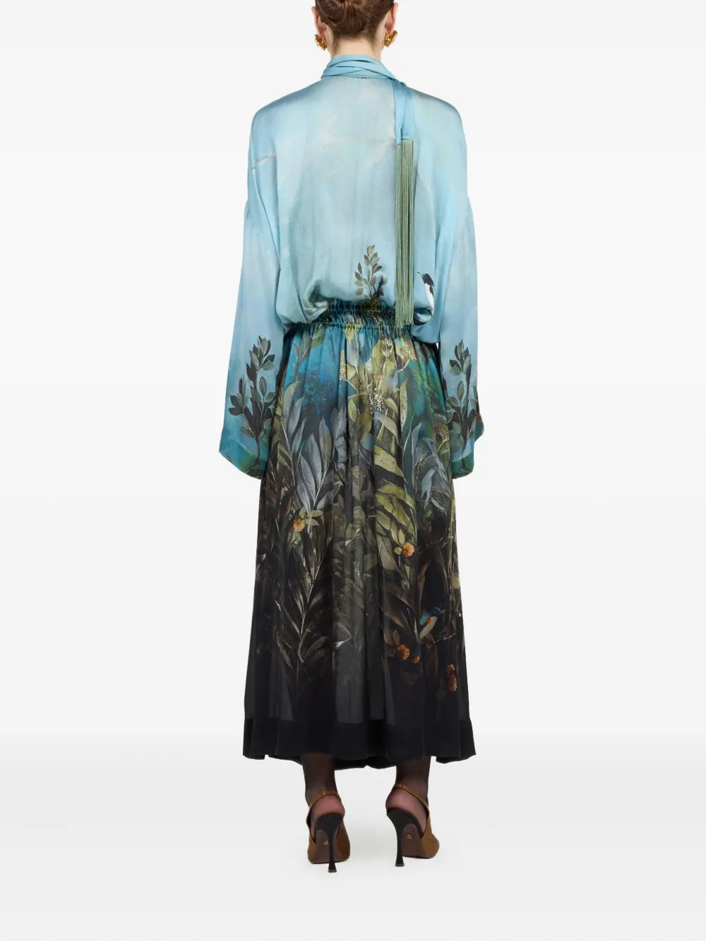 Roberto Cavalli nature-print maxi dress Blauw