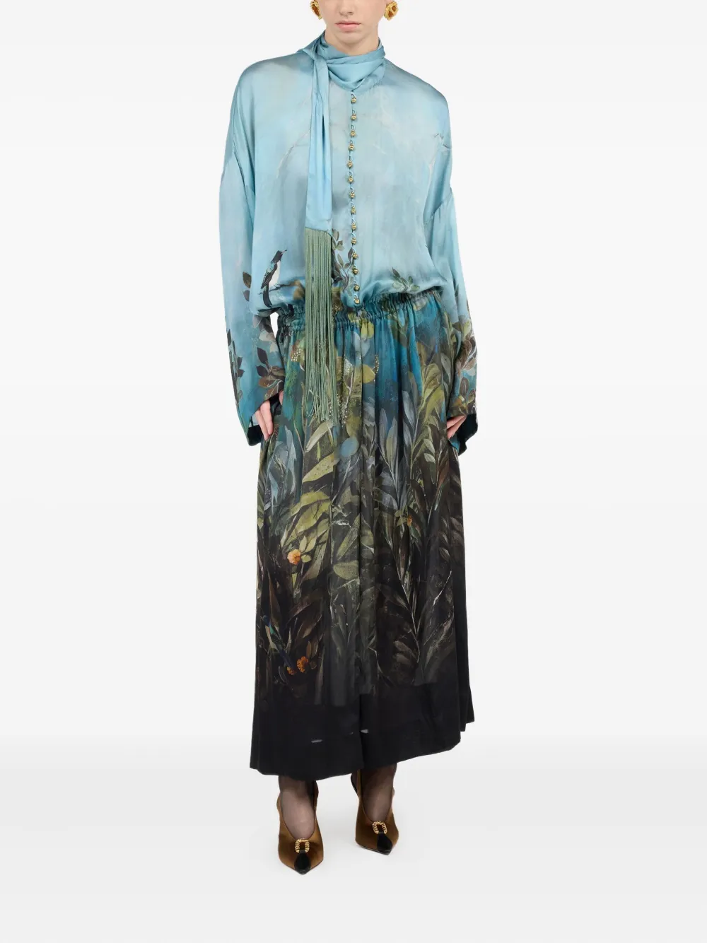 Roberto Cavalli nature-print maxi dress Blauw