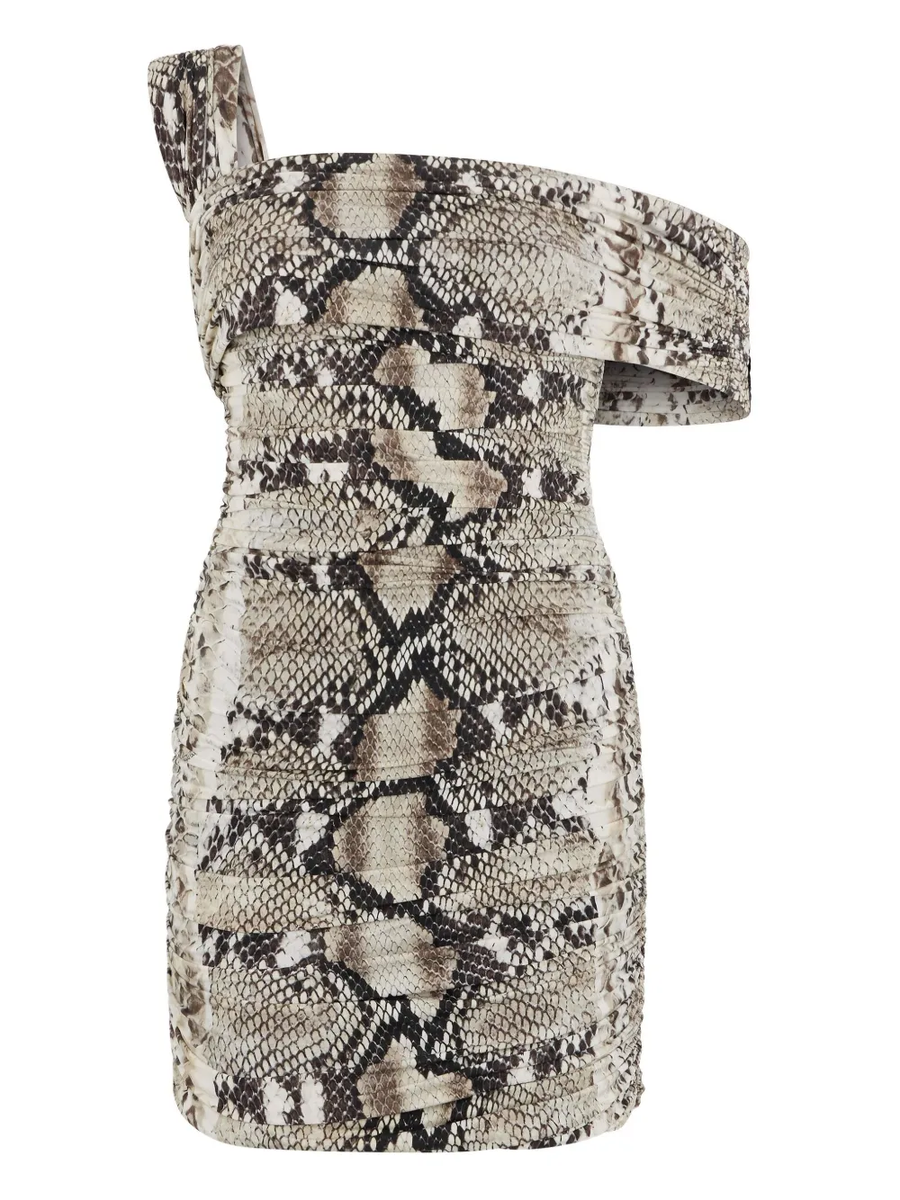 Roberto Cavalli Asymmetrische mini-jurk met slangenprint Bruin