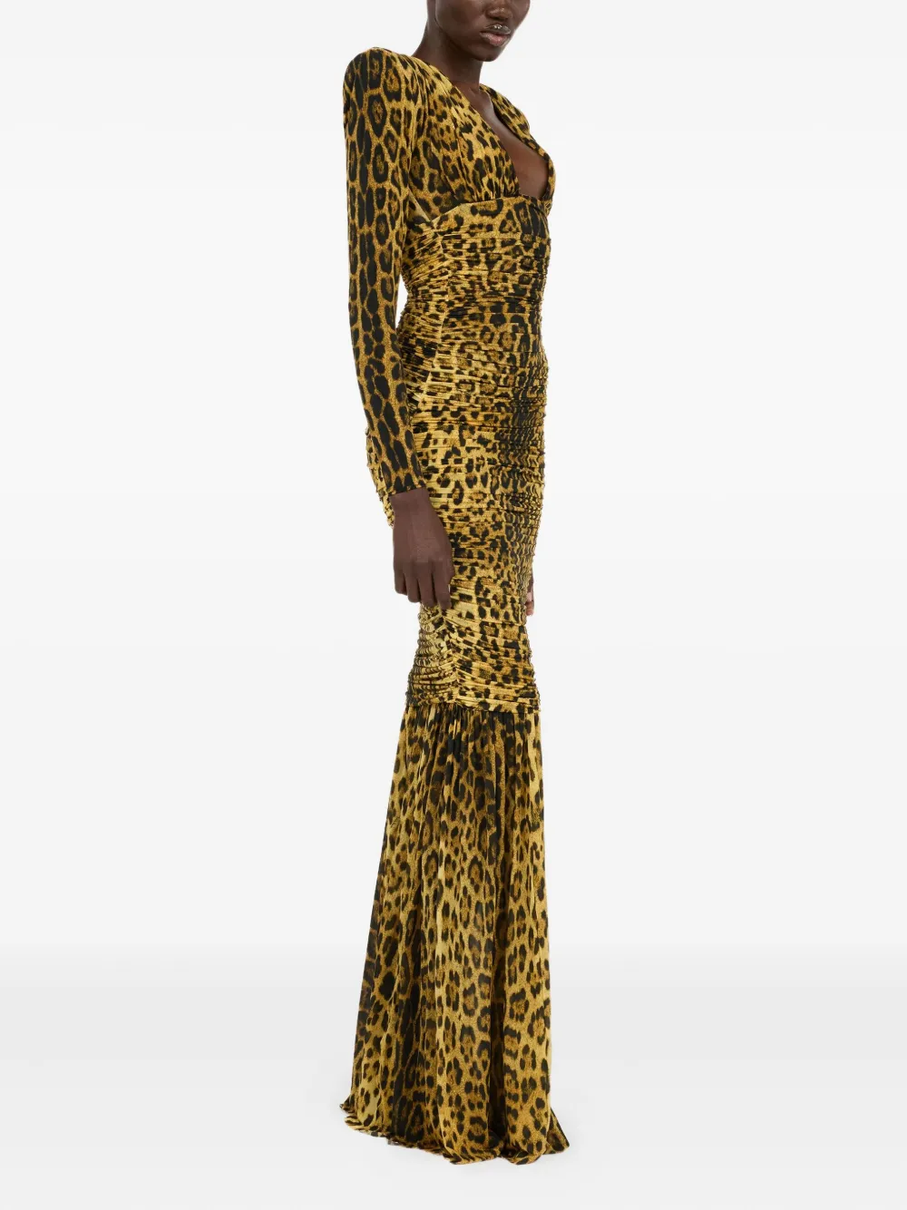 Roberto Cavalli Maxi-jurk met jaguarprint - Bruin