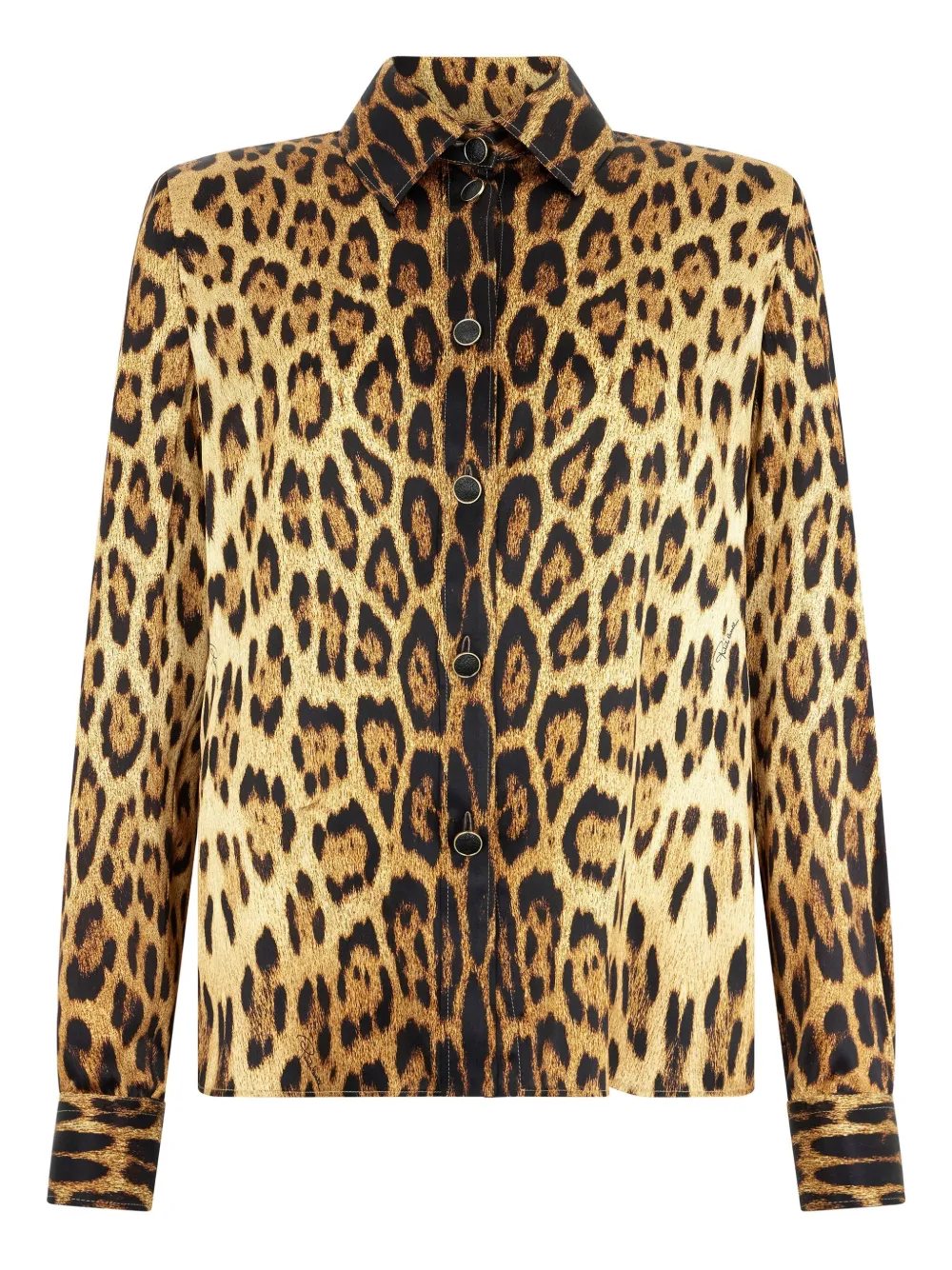 Roberto Cavalli Button-up blouse met jaguarprint Bruin