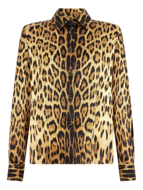 Roberto Cavalli jaguar-print button-up shirt