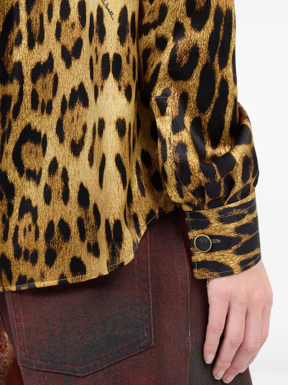Roberto Cavalli Button-up blouse met jaguarprint Bruin