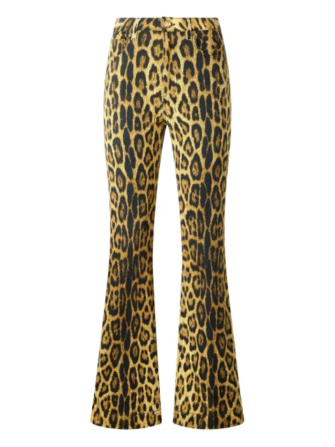 Roberto Cavalli jaguar-print flared jeans