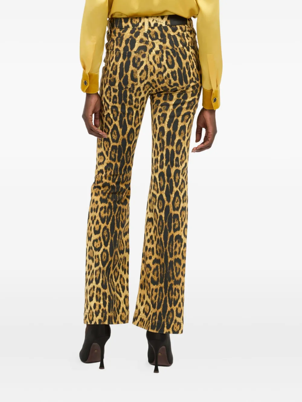 Roberto Cavalli Denim Jeans With Jaguar Skin Print In Animal Print