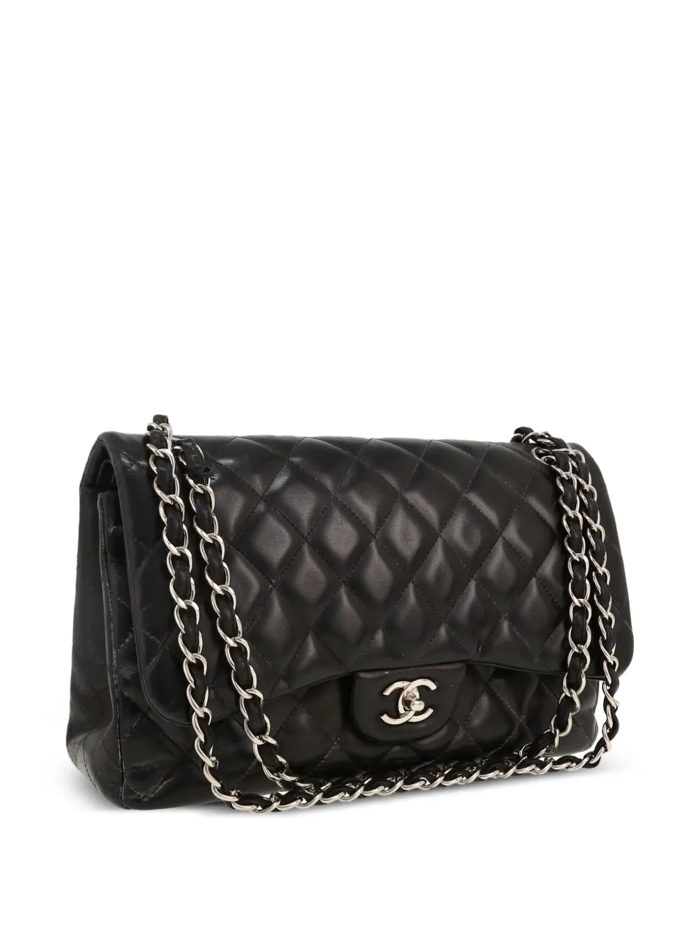 Pre-owned Chanel 2012 Timeless Jumbo Quilted Leather Cross Body Bag In Black
