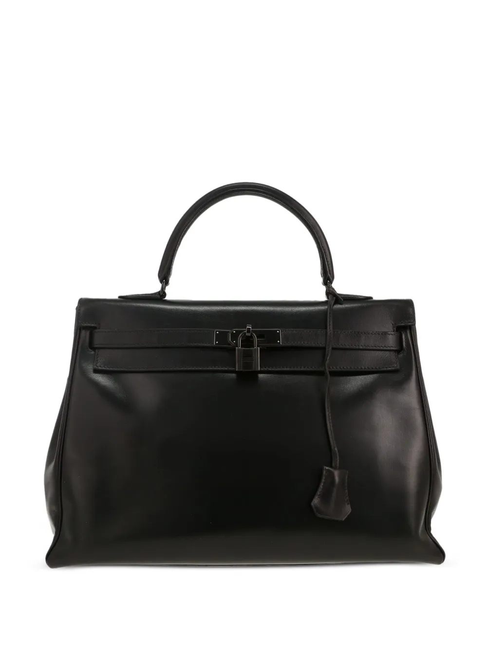 Hermès Pre-Owned Hermès Kelly So Black handbag in black box leather Hermès Pre-Owned Hermès Kelly So Black handbag in black box leather