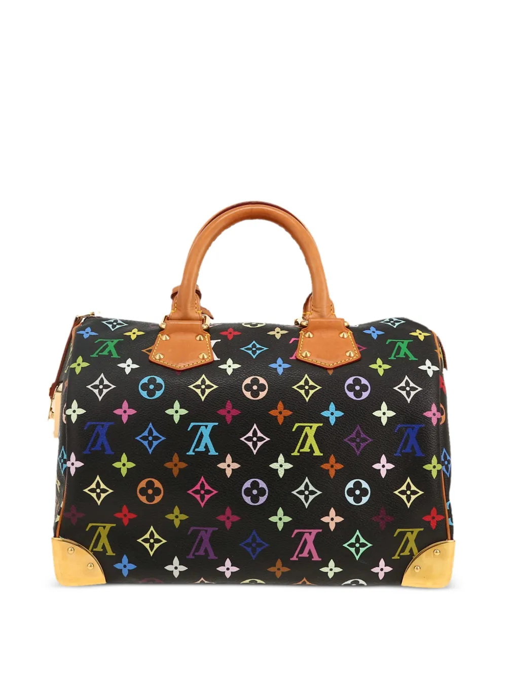 Pre-owned Louis Vuitton X Takashi Murakami Monogram Multicolor Speedy Tote Bag In Black