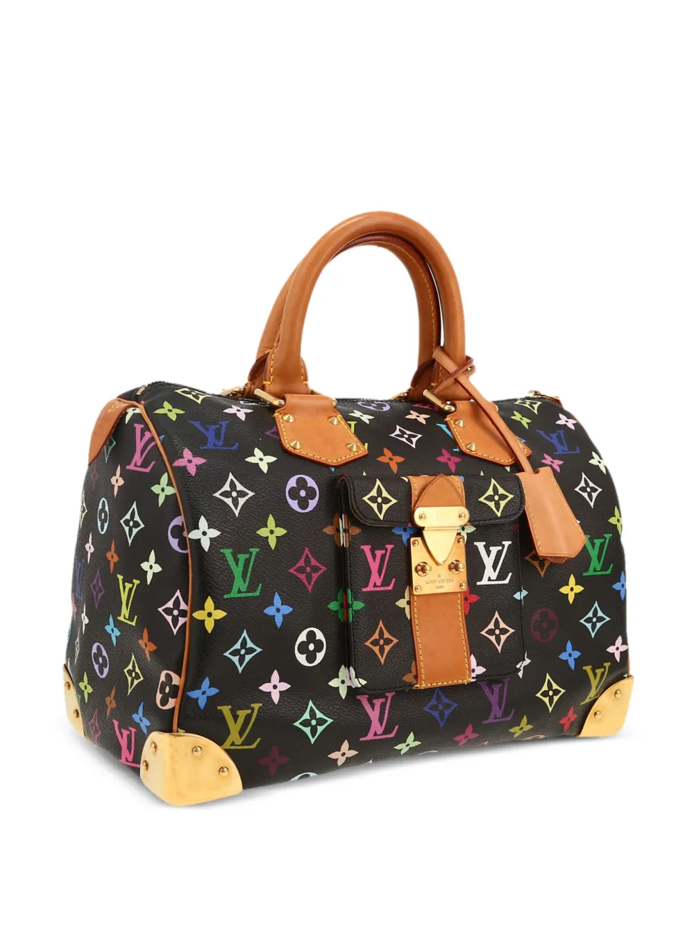 Pre-owned Louis Vuitton X Takashi Murakami Monogram Multicolor Speedy Tote Bag In Black