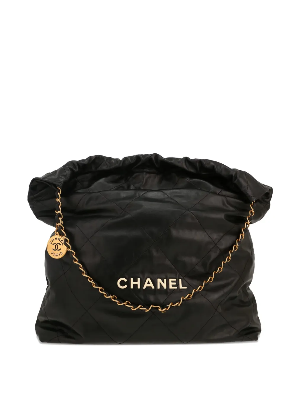 CHANEL Pre-Owned ラージ 22 レザーショルダーバッグ - ブラック CHANEL Pre-Owned ラージ 22 レザーショルダーバッグ - ブラック