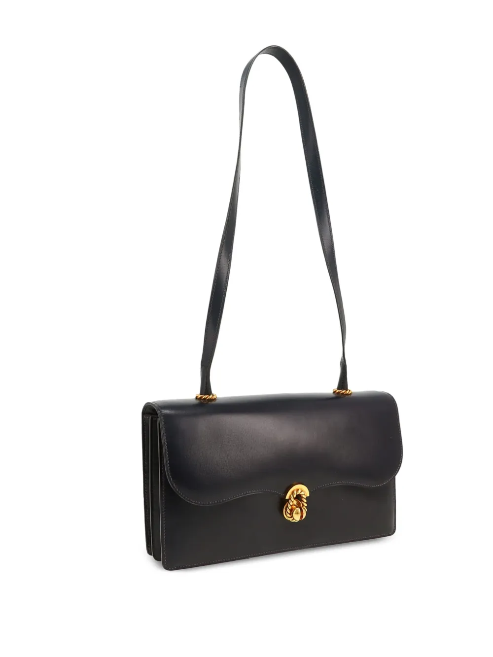 Pre-owned Hermes Leather Flap-closure Shoulder Bag In Blue