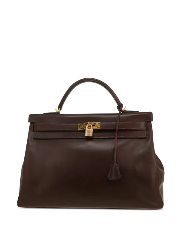 Hermès Pre-Owned Kelly Box Leather Handbag | Brown | FARFETCH