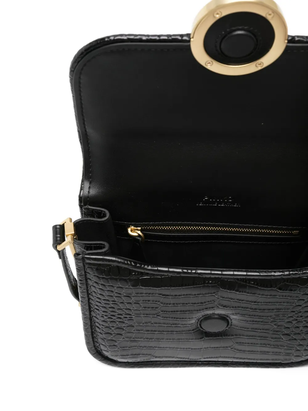 PINKO Leren crossbodytas met krokodillen-reliëf Zwart