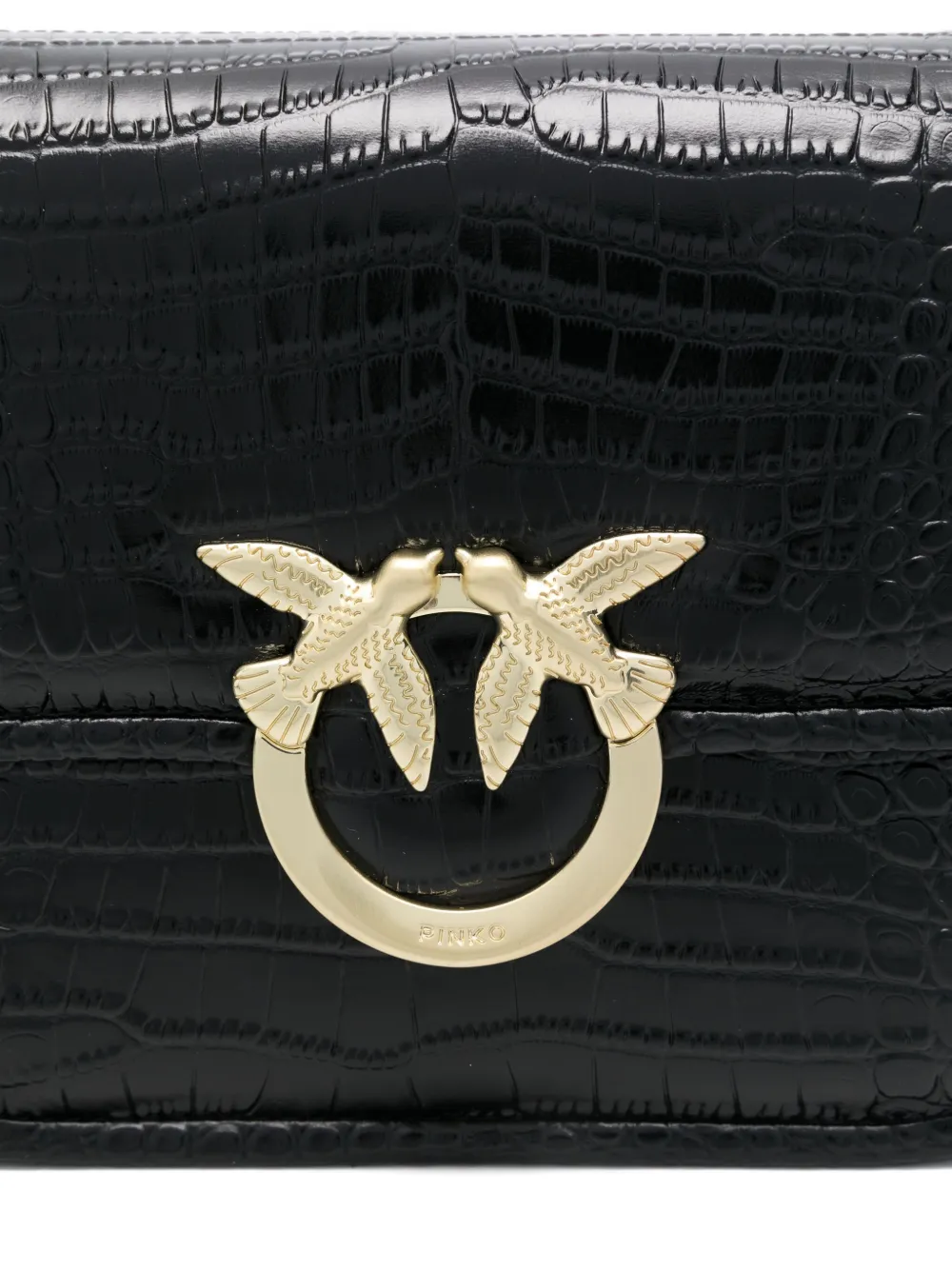 PINKO Leren crossbodytas met krokodillen-reliëf Zwart