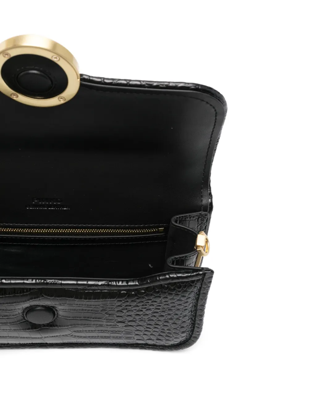 PINKO Leren crossbodytas met krokodillen-reliëf Zwart