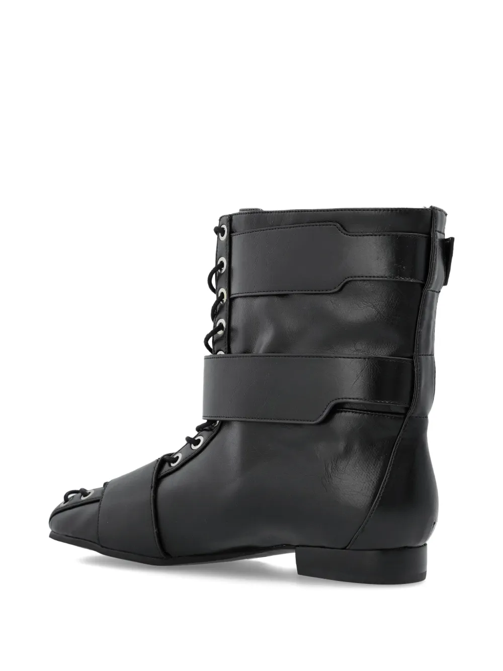 GANNI buckled lace-up combat boots Black