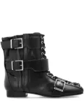 GANNI buckled lace-up combat boots - Black