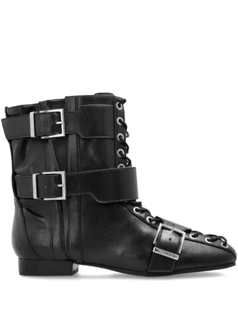 GANNI buckled lace-up combat boots