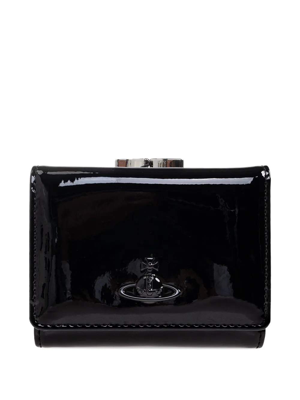 Vivienne Westwood orb-embellished patent leather wallet Zwart