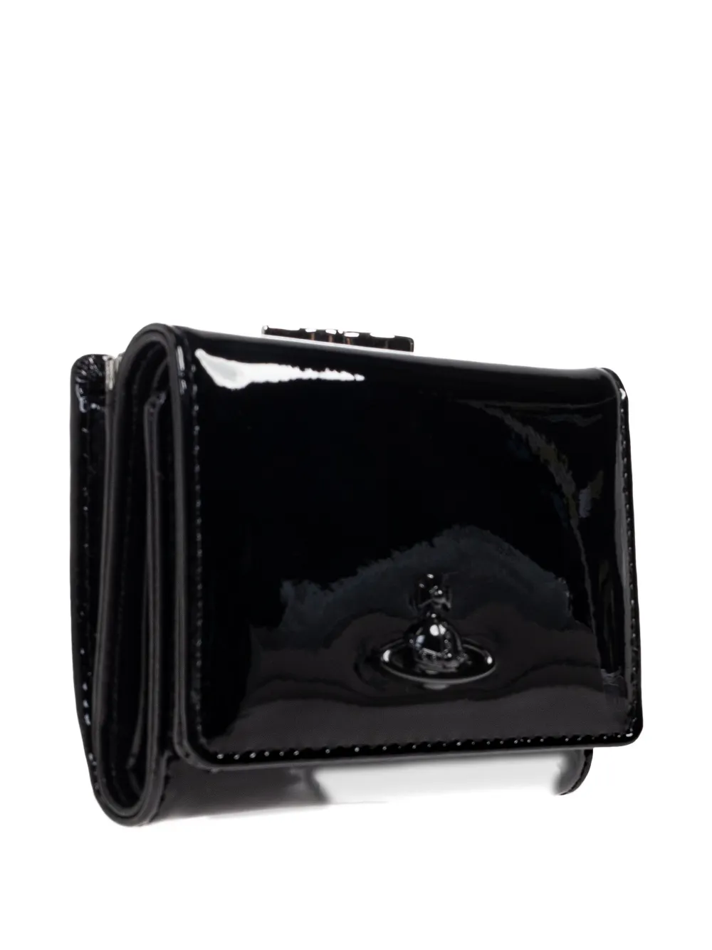 Vivienne Westwood Orb-embellished Patent Leather Wallet In Black