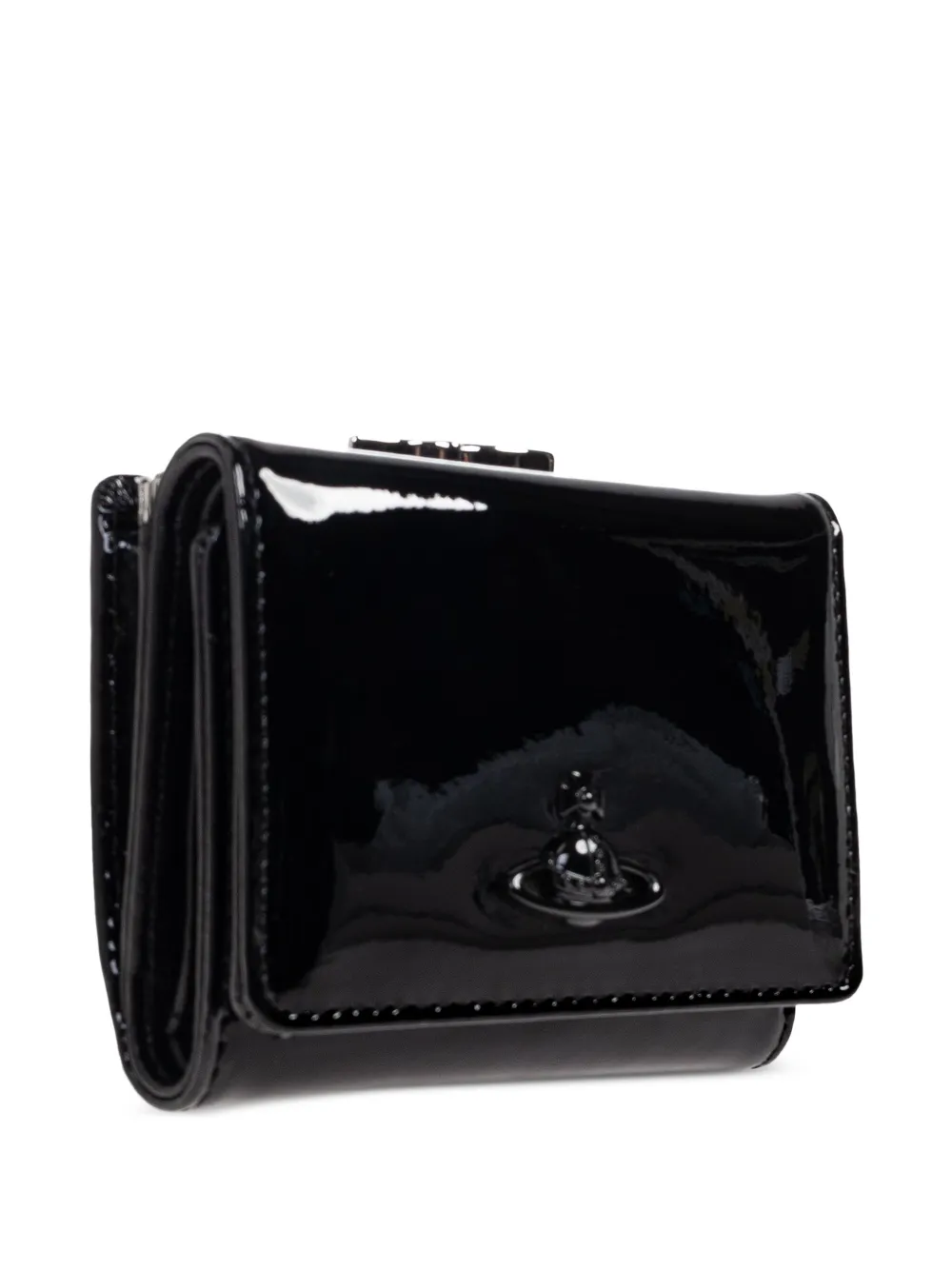 Vivienne Westwood orb-embellished patent leather wallet Zwart