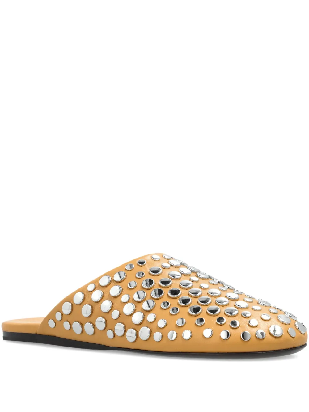 Tory Burch Leather Studded Flat Mules In Brown
