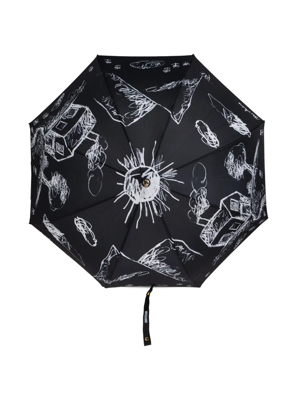 Moschino sketch-print umbrella Zwart