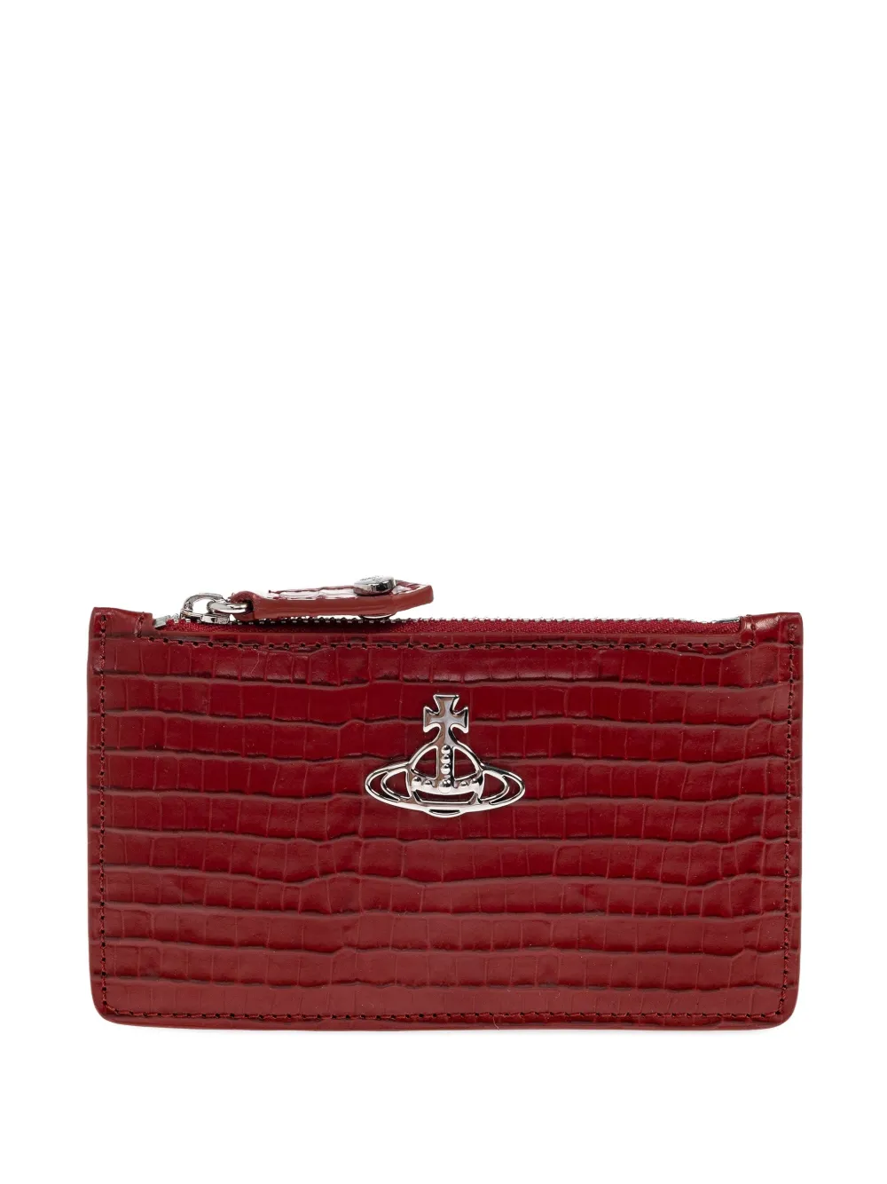 Vivienne Westwood Crocodile-embossed Zip-around Cardholder In Red