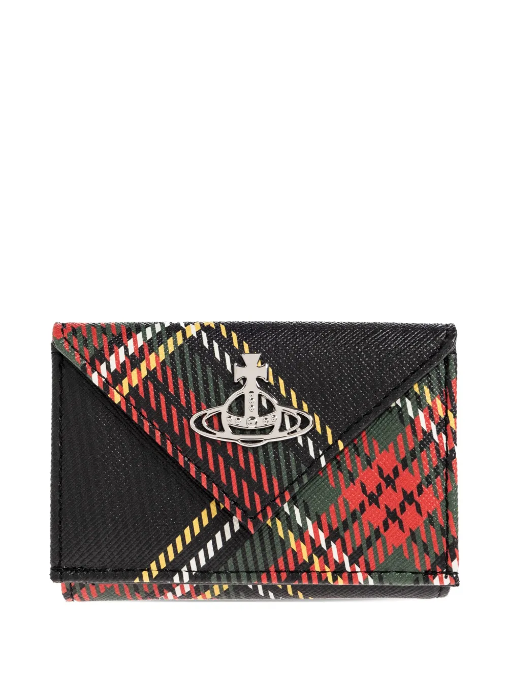 Vivienne Westwood orb-embellished plaid wallet Zwart