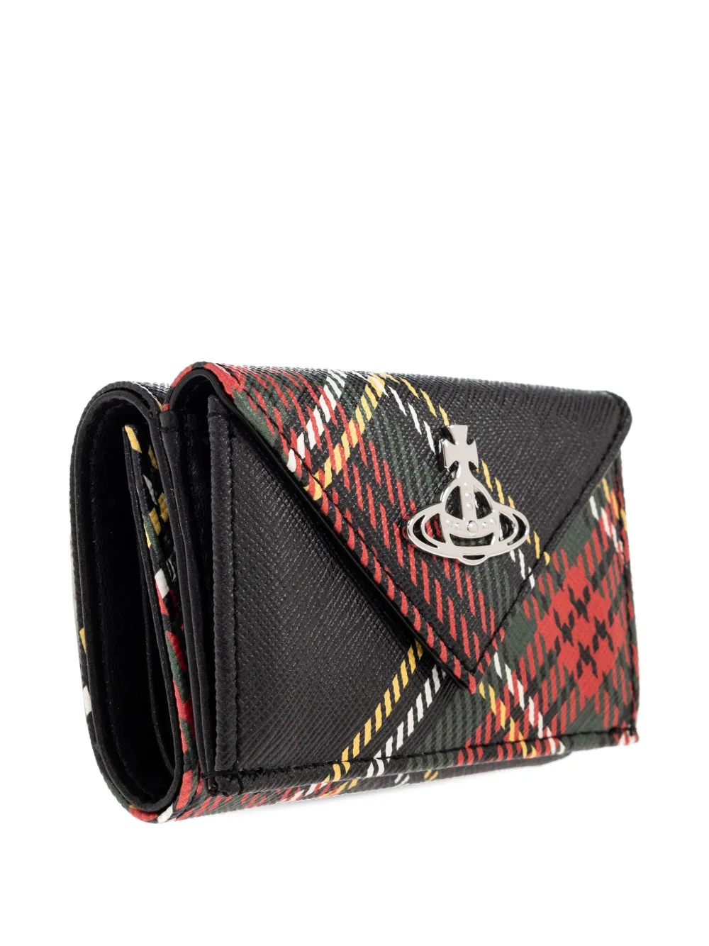 Vivienne Westwood orb-embellished plaid wallet Zwart