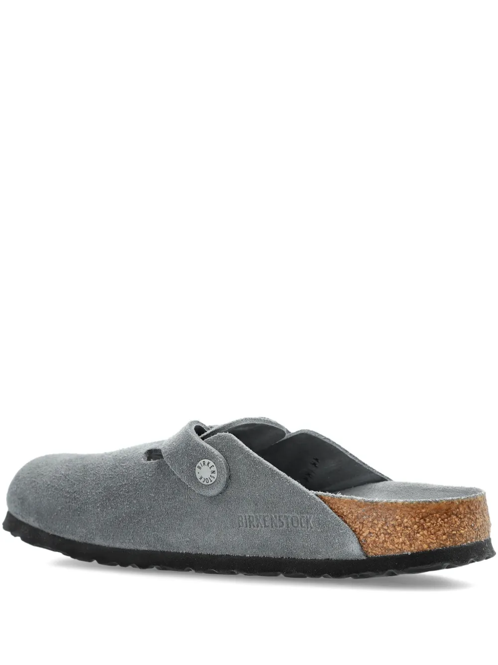 Birkenstock Buckle Suede Mules In Gray