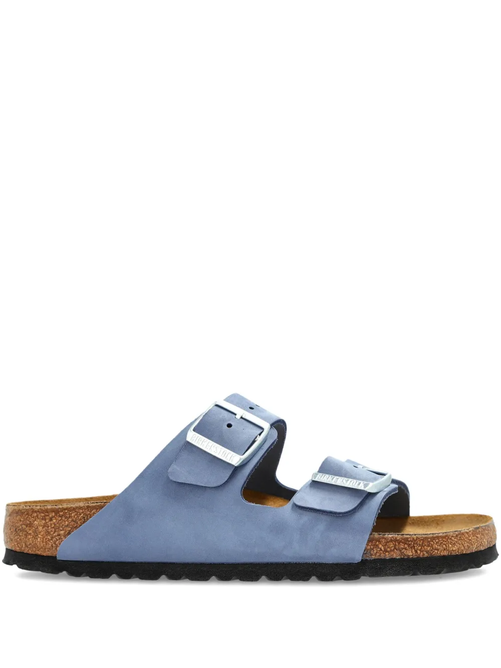 Birkenstock Leather Double-buckle Flats Sandals In Blue