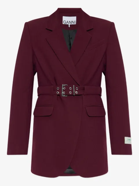 GANNI belted-waist blazer