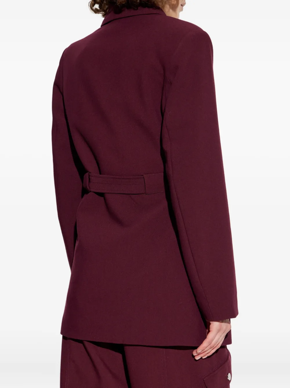GANNI belted-waist blazer Rood