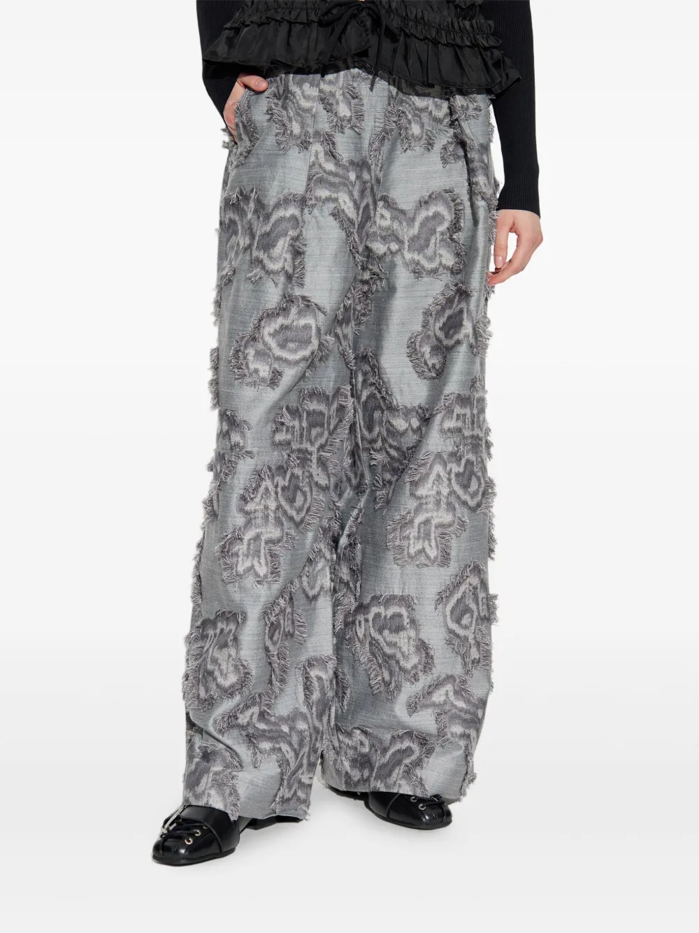 Frayed Floral Palazzo Pants