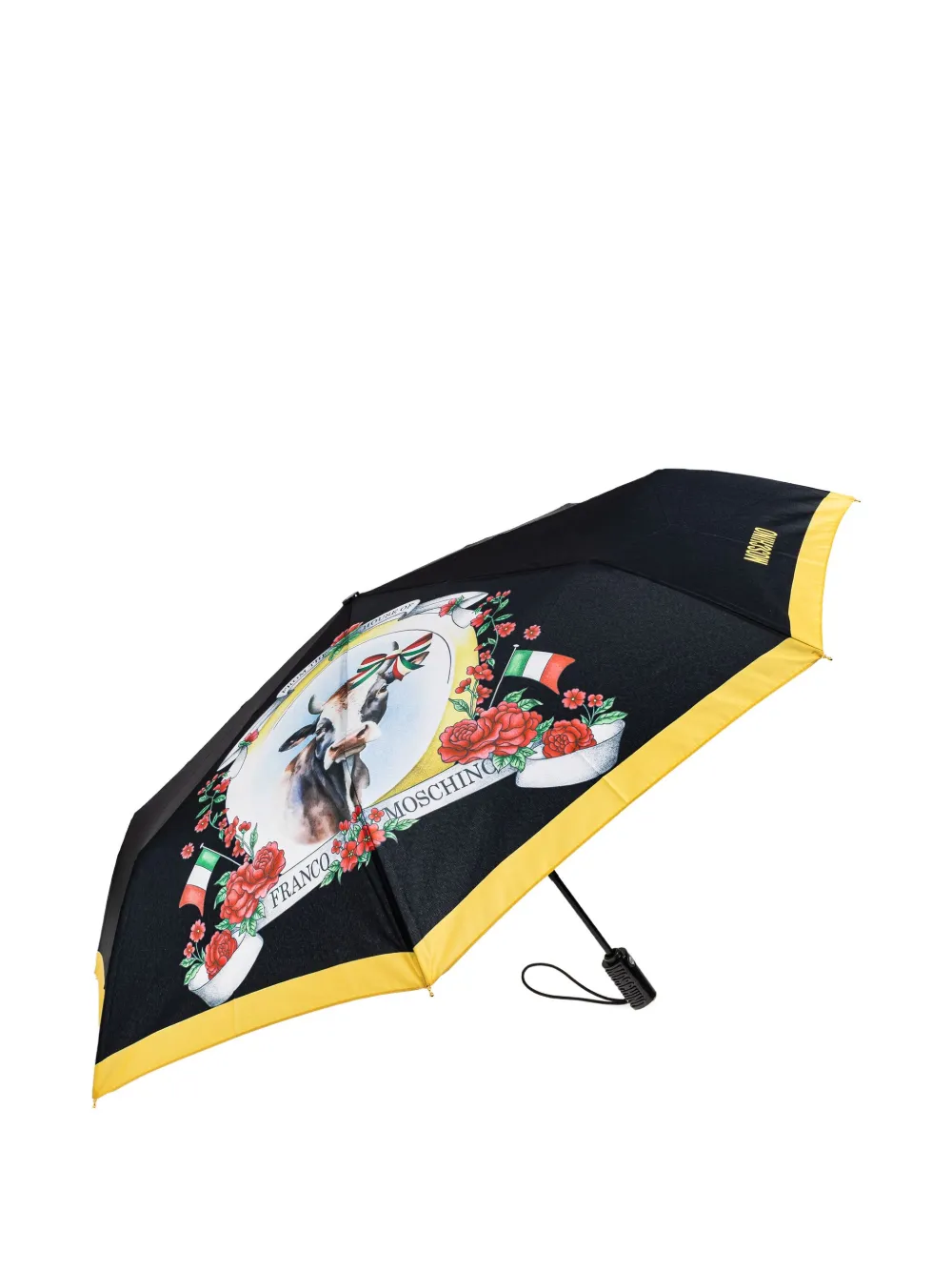 Moschino Print Trimmed Umbrella In Black