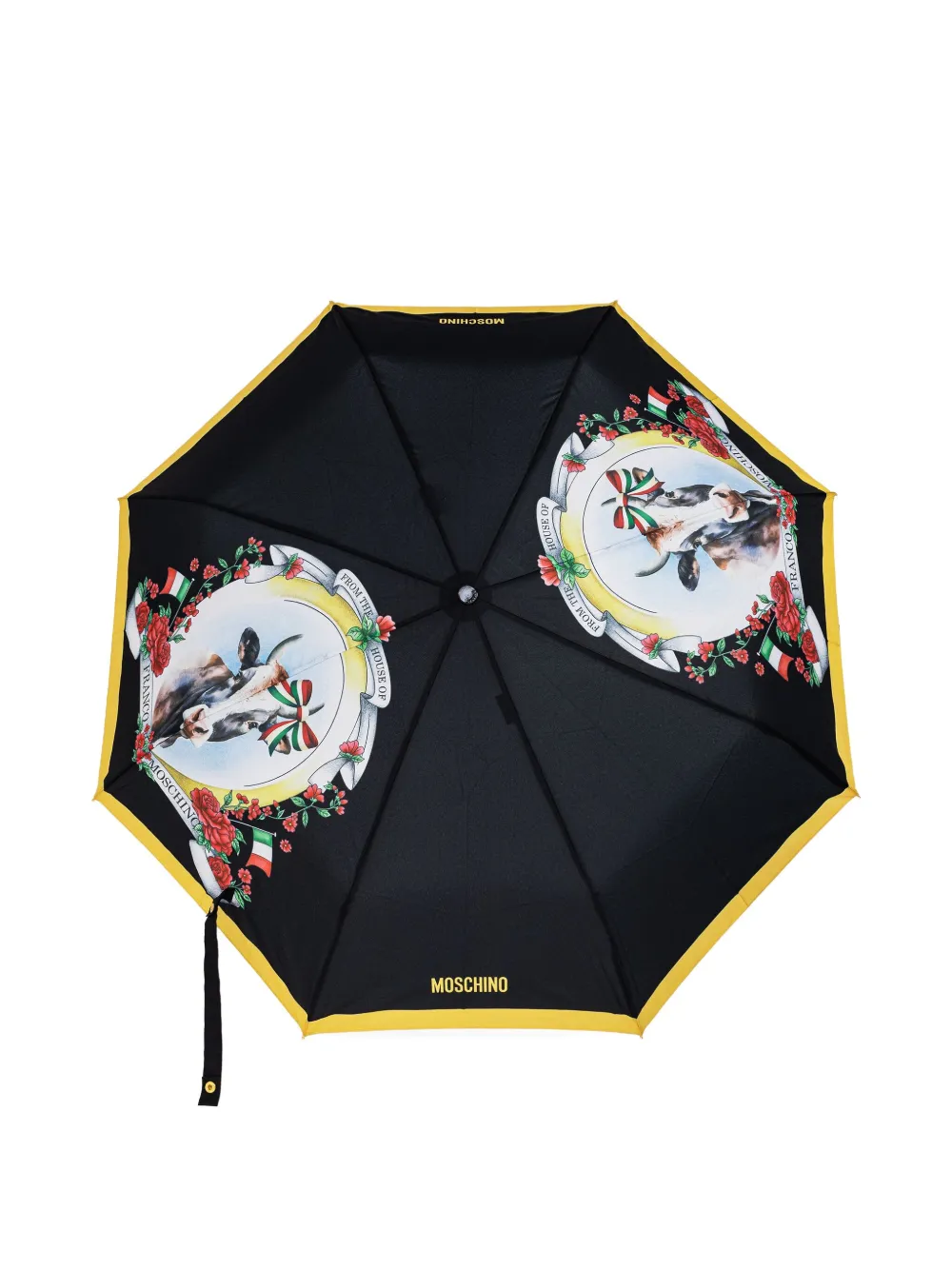 Moschino Print Trimmed Umbrella In Black