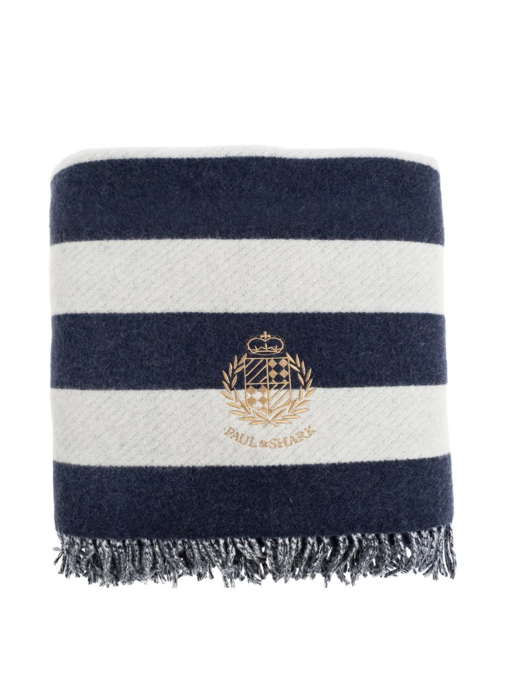Paul & Shark Striped Embroidered Blanket In Blue