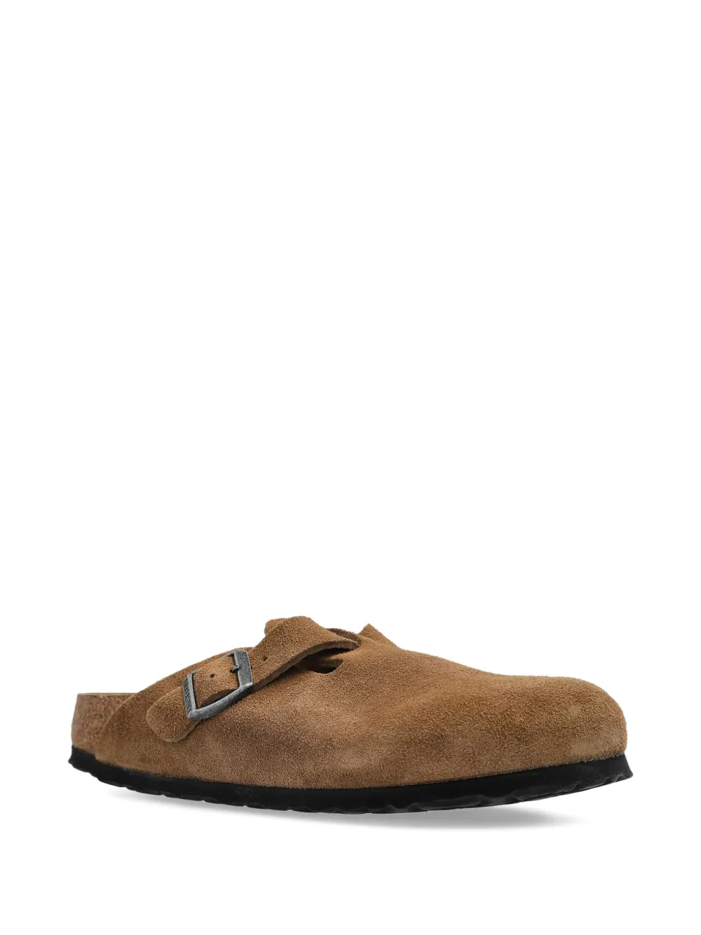 Birkenstock buckled suede flat mules Brown