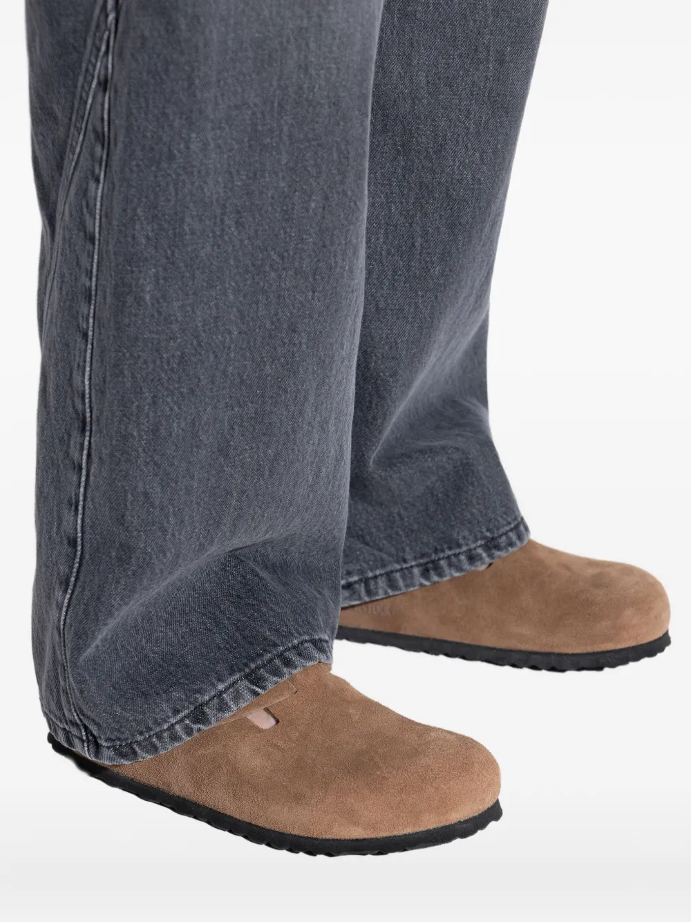 Birkenstock buckled suede flat mules Brown