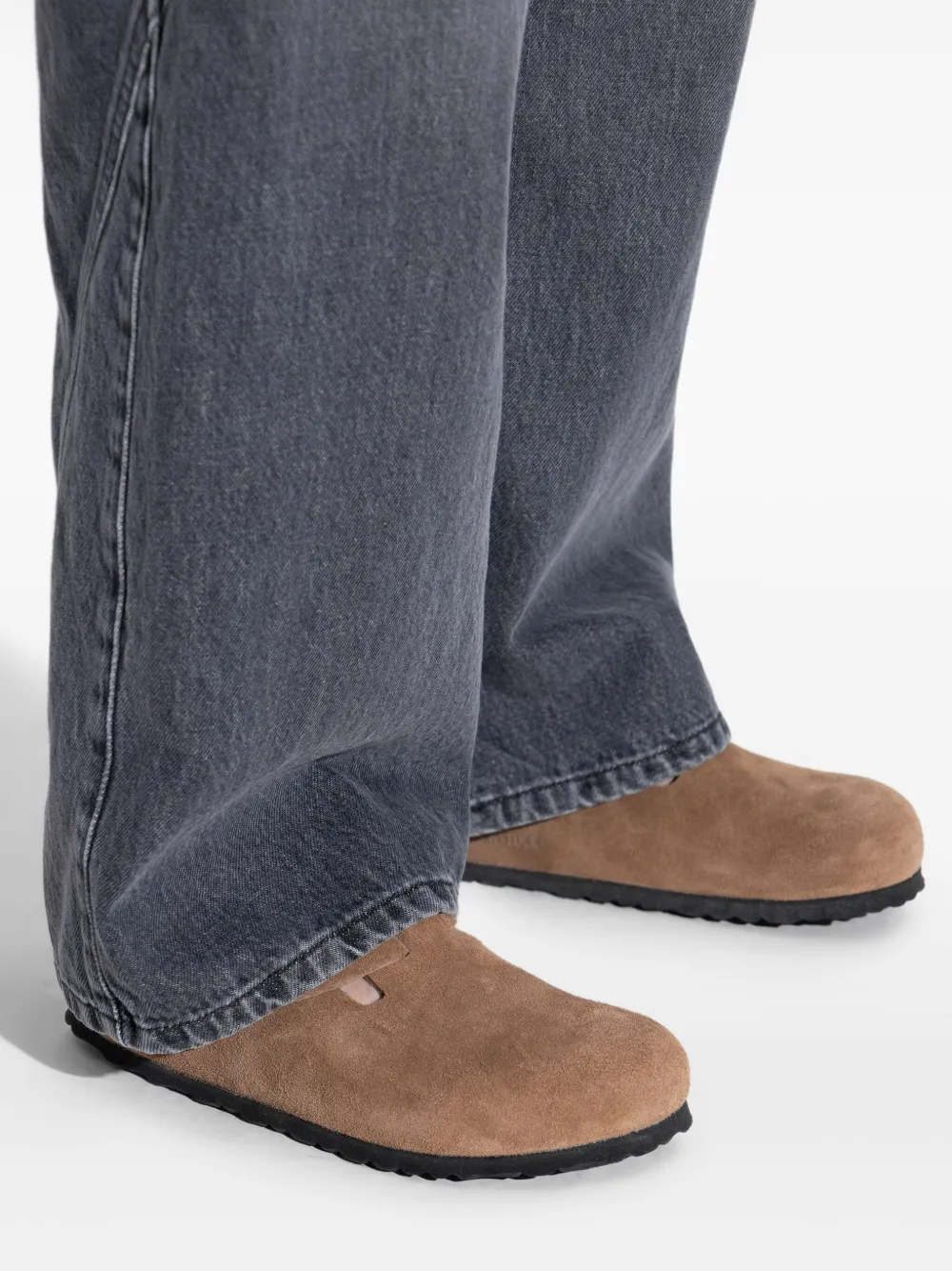 Birkenstock buckled suede flat mules Brown