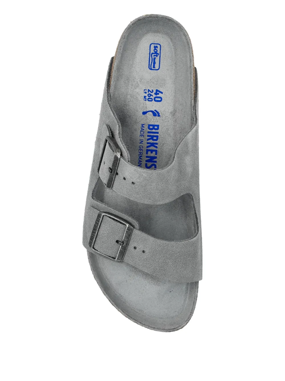 Birkenstock double-buckle suede flat sandals Grey