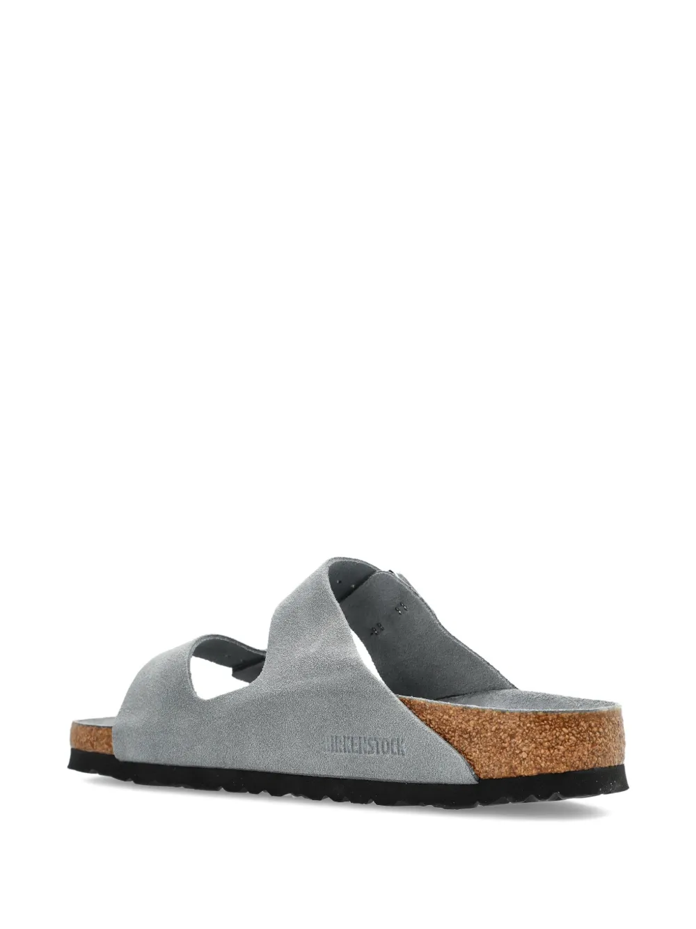 Birkenstock double-buckle suede flat sandals Grey