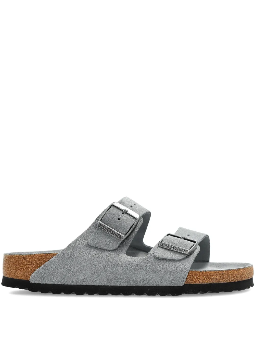 Birkenstock Double-buckle Suede Flat Sandals In Gray