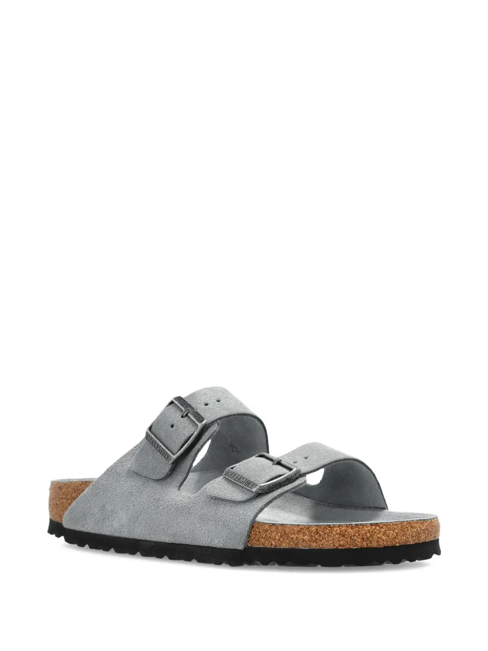 Birkenstock double-buckle suede flat sandals Grey