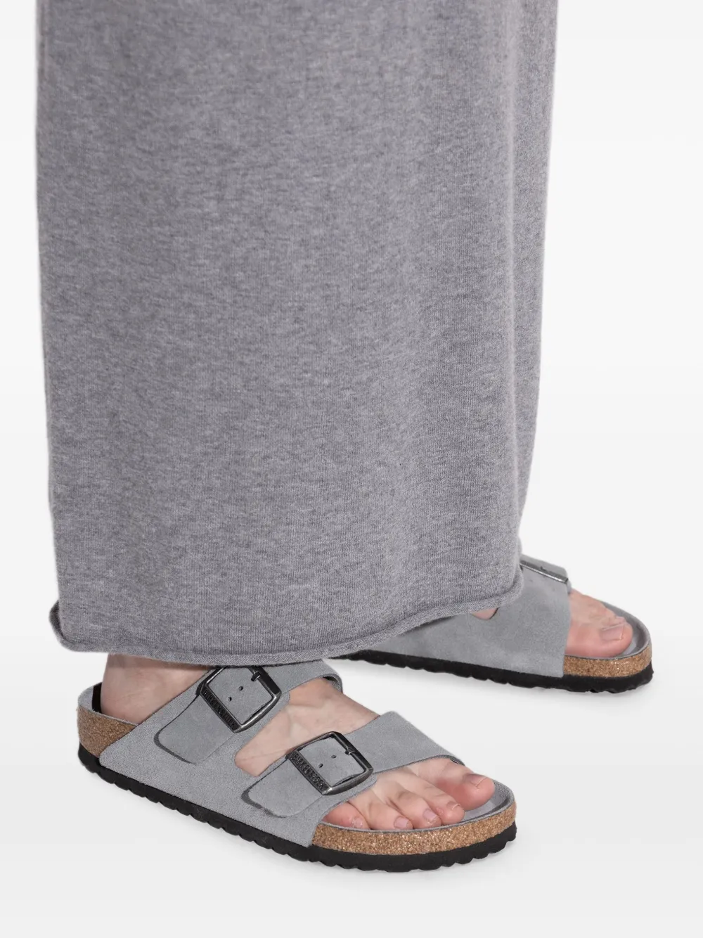 Birkenstock double-buckle suede flat sandals Grey