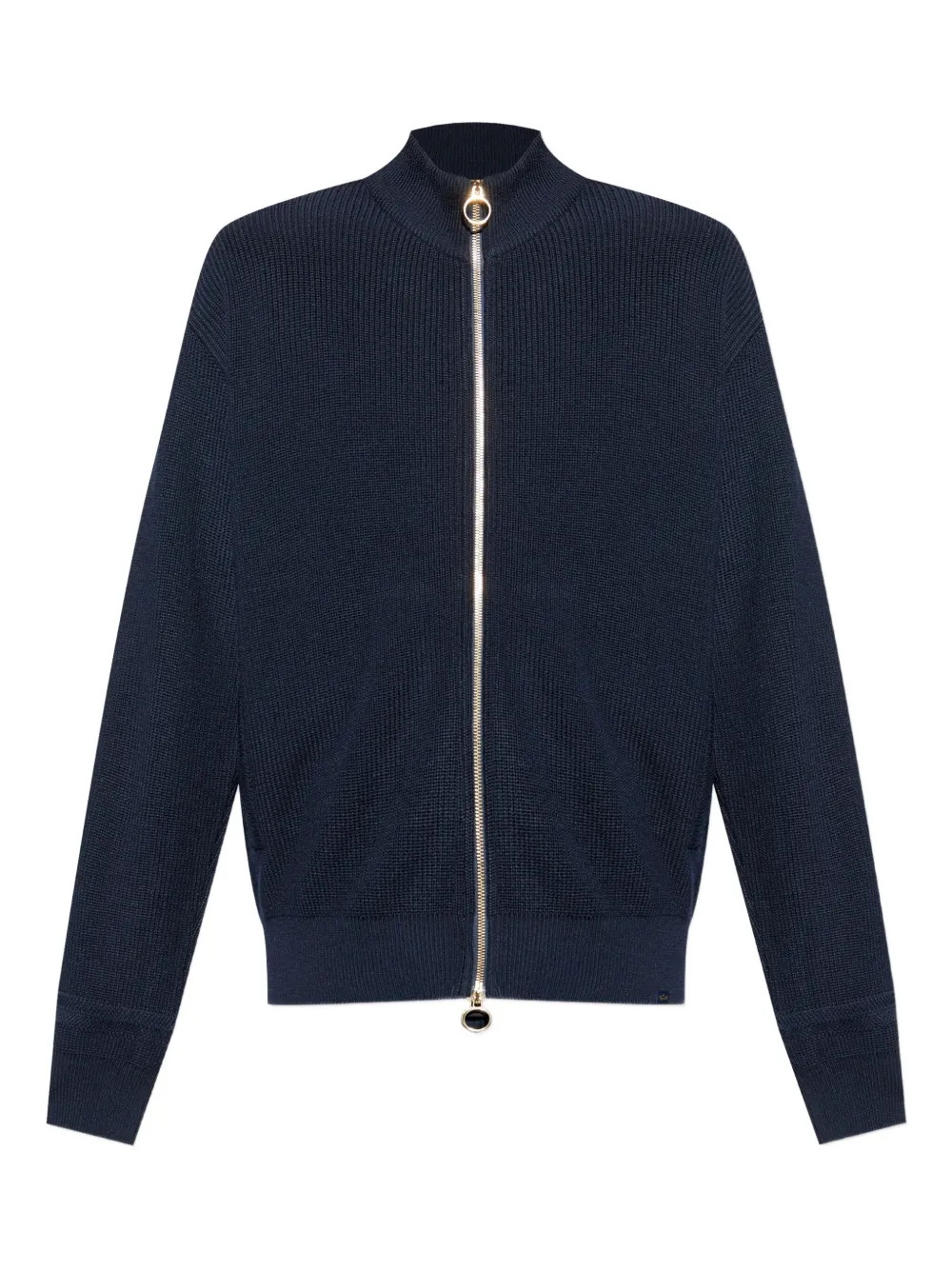 Paul & Shark Ribbed Zip-up Cardigan In Blue