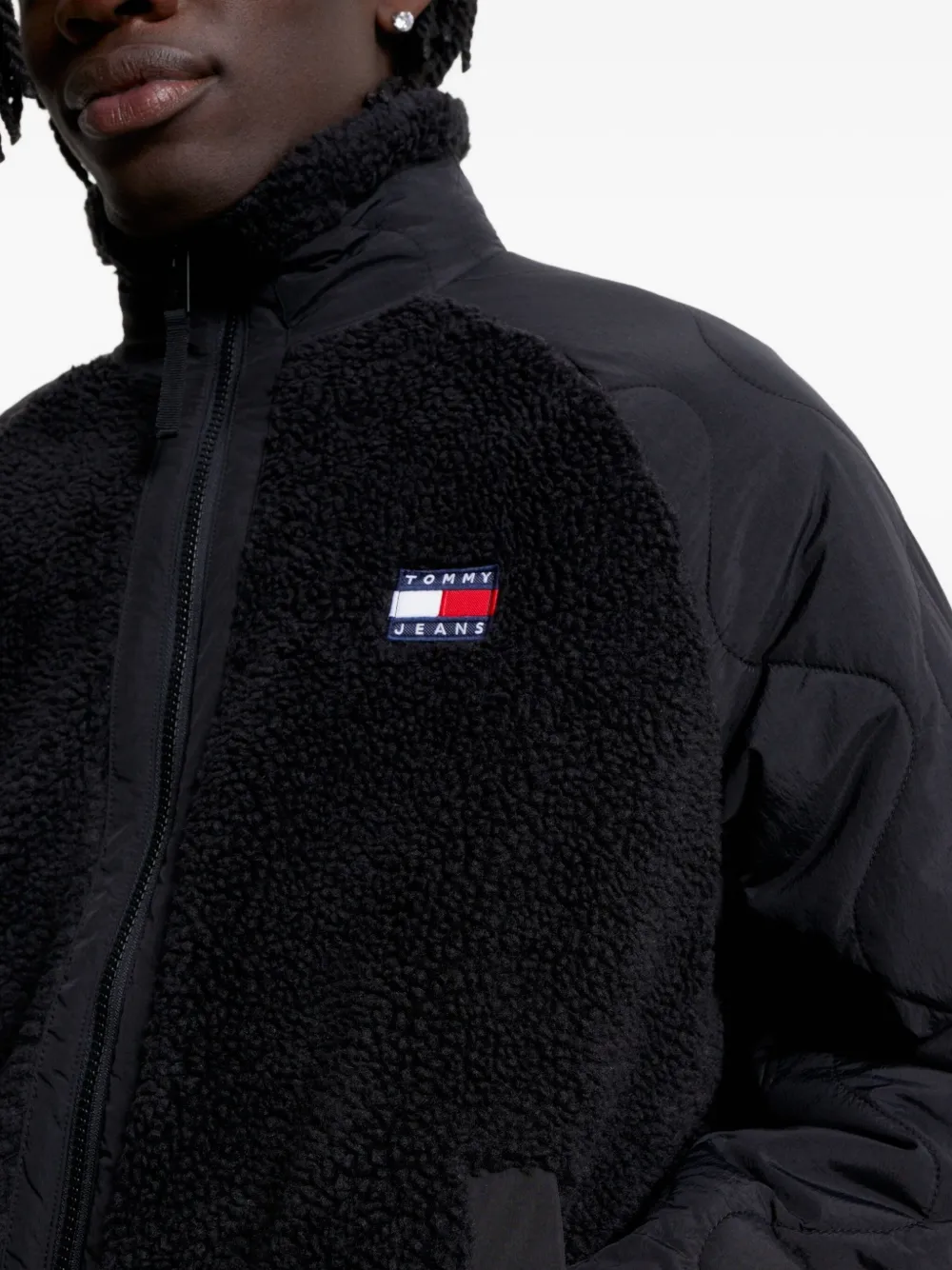 Tommy Hilfiger Logo-patch Fleece Jacket In Black