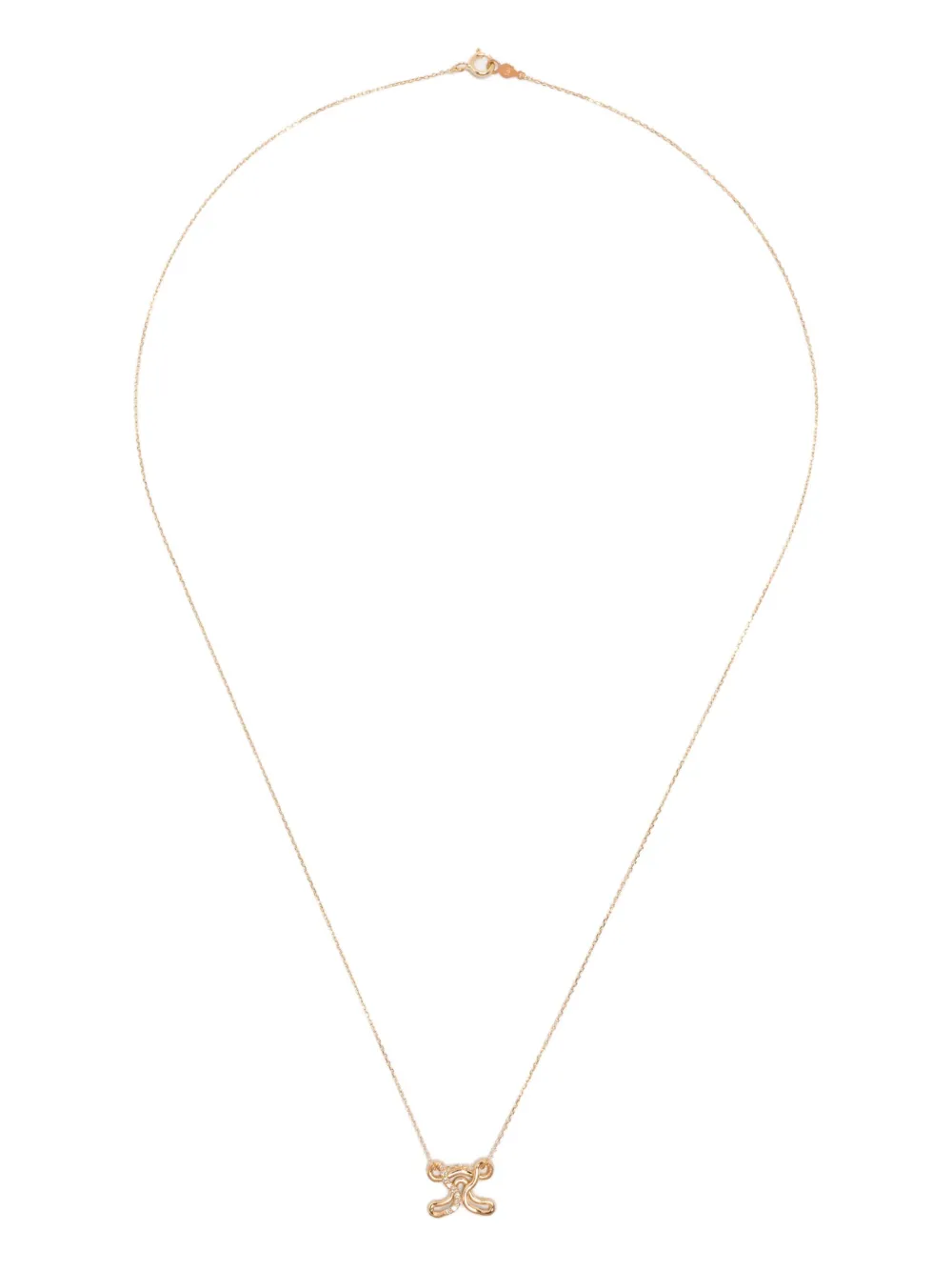 18K yellow gold Letter X diamond necklace